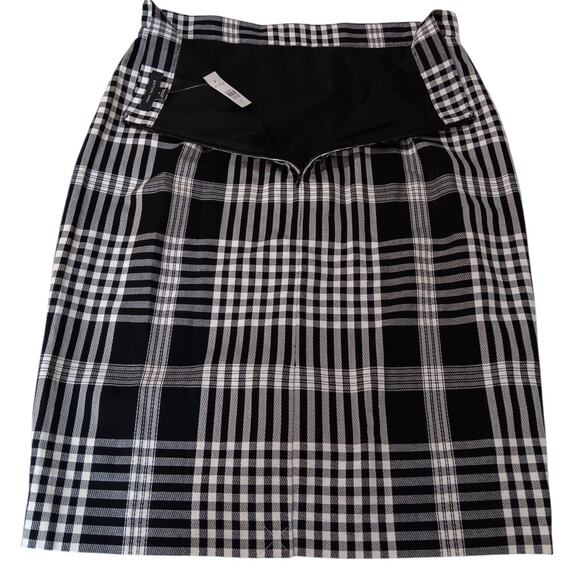 NEW ANN TAYLOR‎ Tailored White Black Plaid Skirt 10 Career Dressy Office Event - Picture 2 of 6